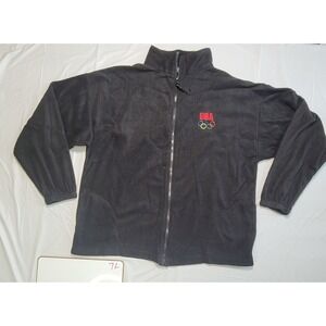 Mens USA Olympics full zip up‎ fleece sweater.  Black.  Size 2XL or XXL.